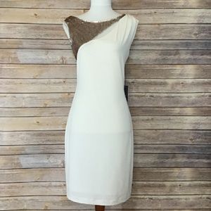 Cream Night Dress with gold sequins embellishments